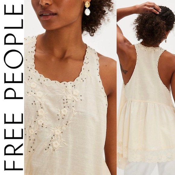 NWOT Free People Ivory Sunset Embellished Treasure Lace Tunic xs - Picture 2 of 13